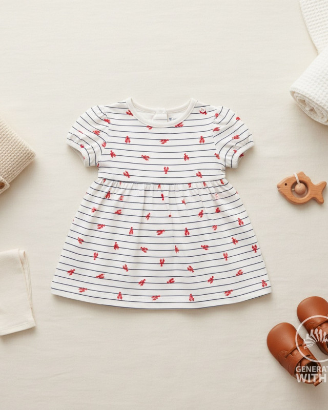 Tissu Jersey à Rayures Motif Homard - Mercerine