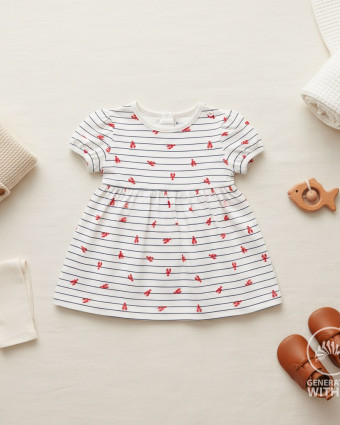 Tissu Jersey à Rayures Motif Homard - Mercerine