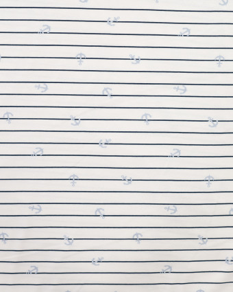 Tissu Jersey à Rayures Motif Encre Bleu Ciel - Mercerine