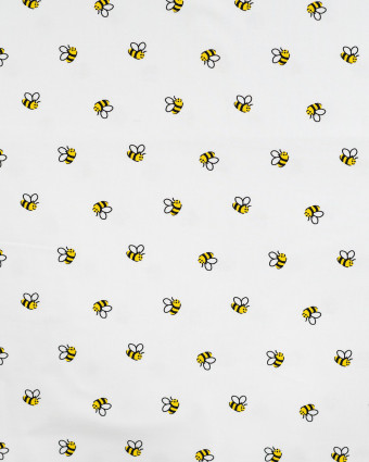 Tissu Jersey Motif Abeilles Fond Blanc - Mercerine