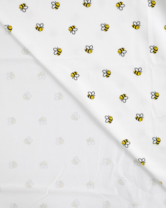 Tissu Jersey Motif Abeilles Fond Blanc - Mercerine