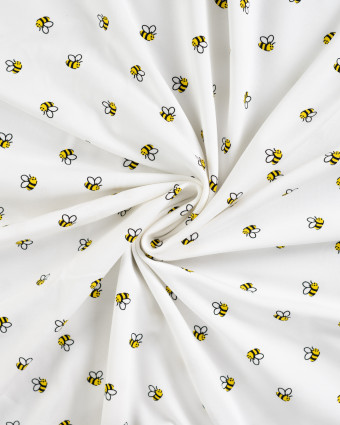 Tissu Jersey Motif Abeilles Fond Blanc - Mercerine