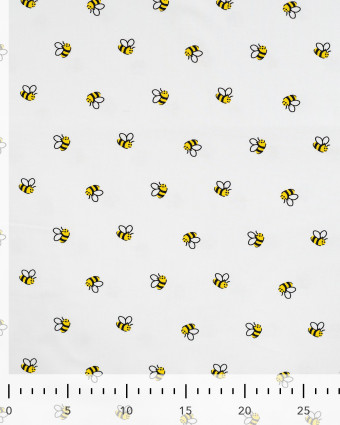 Tissu Jersey Motif Abeilles Fond Blanc - Mercerine