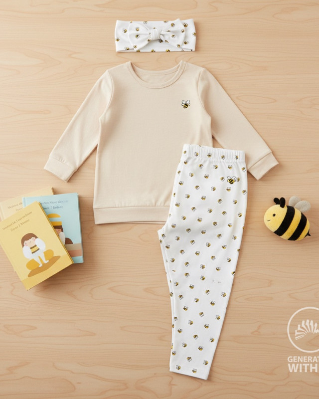 Tissu Jersey Motif Abeilles Fond Blanc - Mercerine