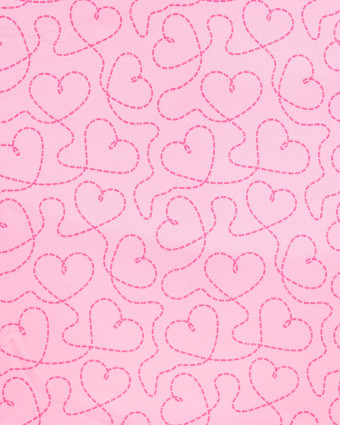 Tissu French Terry Motif Cœur Pailleté Rose - Mercerine