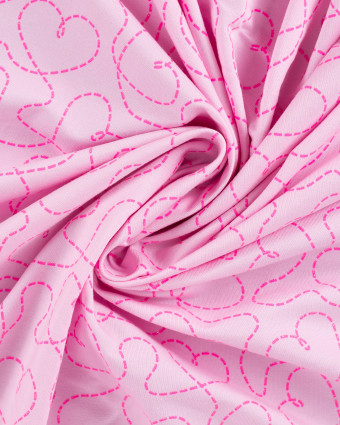 Tissu French Terry Motif Cœur Pailleté Rose - Mercerine