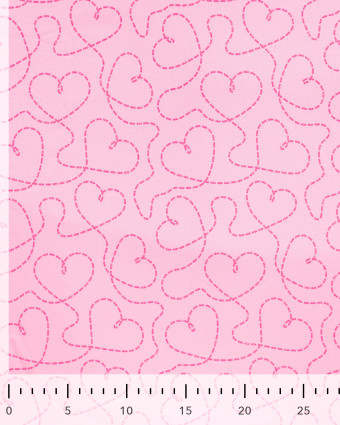 Tissu French Terry Motif Cœur Pailleté Rose - Mercerine