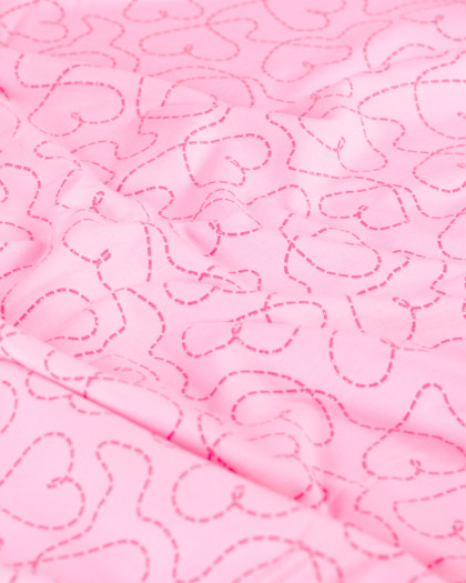 Tissu French Terry Motif Cœur Pailleté Rose - Mercerine