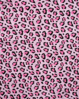 Tissu French Terry Motif Léopard Pailleté Rose - Mercerine