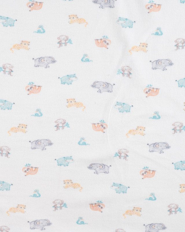 Tissu Nicky Velours Motif Jungle Ecru - Mercerine