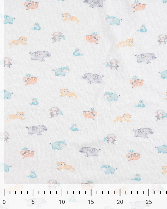 Tissu Nicky Velours Motif Jungle Ecru - Mercerine