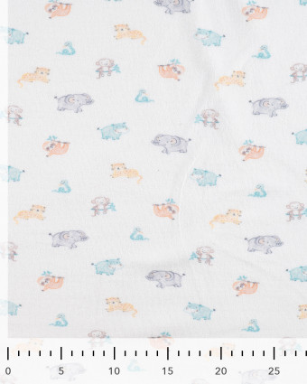 Tissu Nicky Velours Motif Jungle Ecru - Mercerine