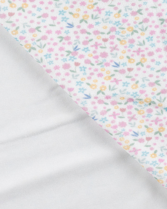 Tissu Nicky Velours Motif Petites Fleurs Ecru - Mercerine