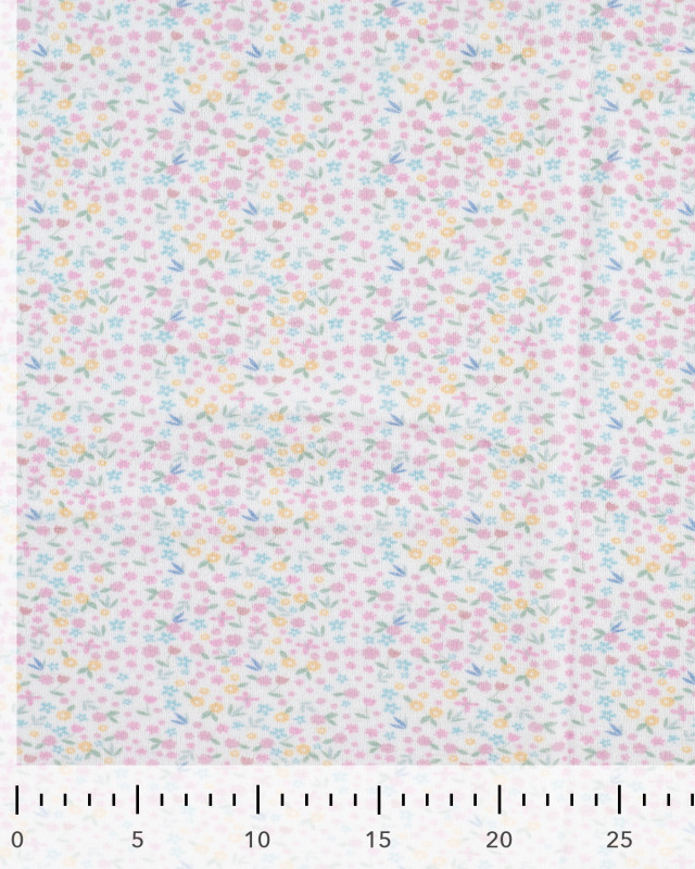 Tissu Nicky Velours Motif Petites Fleurs Ecru - Mercerine