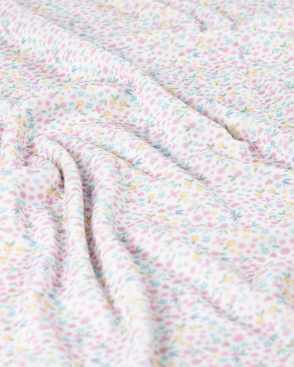 Tissu Nicky Velours Motif Petites Fleurs Ecru - Mercerine