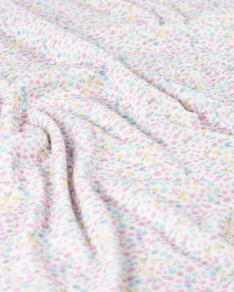 Tissu Nicky Velours Motif Petites Fleurs Ecru - Mercerine