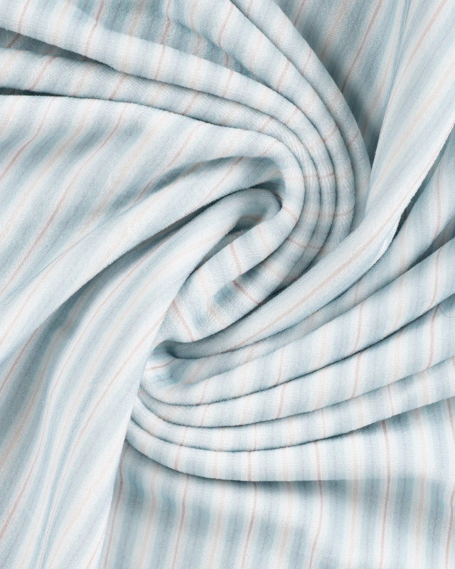 Tissu Nicky Velours à Rayures Bleu Ciel  - Mercerine