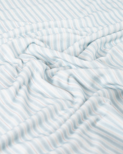 Tissu Nicky Velours à Rayures Bleu Ciel - Mercerine