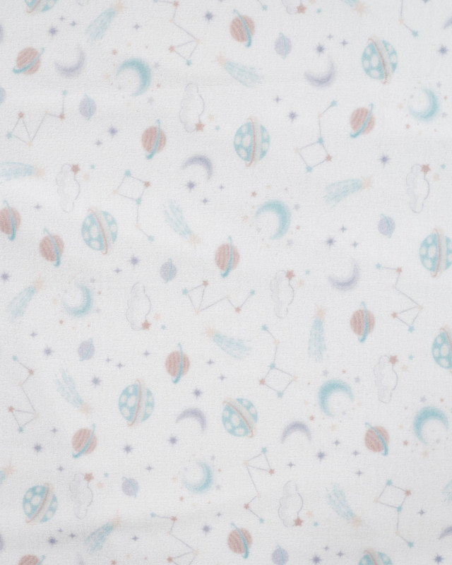 Tissu Nicky Velours Motif Galaxie Ecru - Mercerine