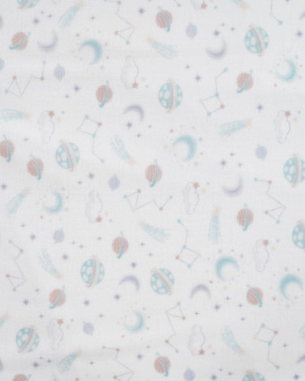 Tissu Nicky Velours Motif Galaxie Ecru - Mercerine