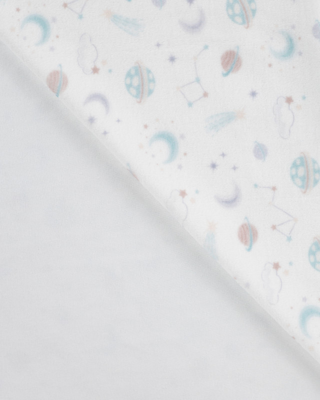 Tissu Nicky Velours Motif Galaxie Ecru - Mercerine
