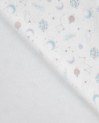 Tissu Nicky Velours Motif Galaxie Ecru - Mercerine