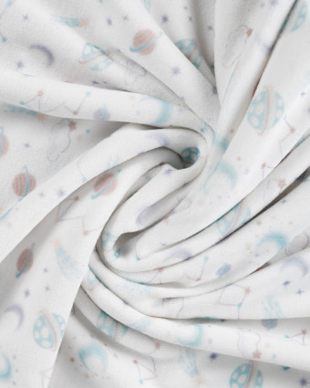 Tissu Nicky Velours Motif Galaxie Ecru - Mercerine