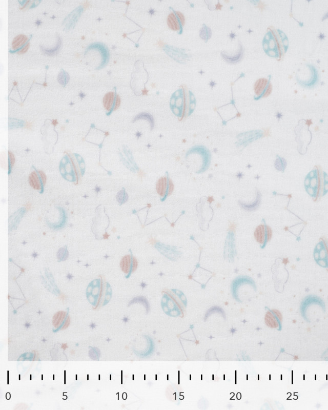 Tissu Nicky Velours Motif Galaxie Ecru - Mercerine