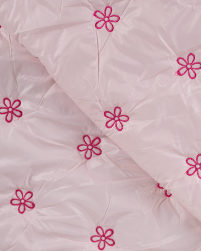 Tissu Matelassé Petites Fleurs Brodées Rose - Mercerine