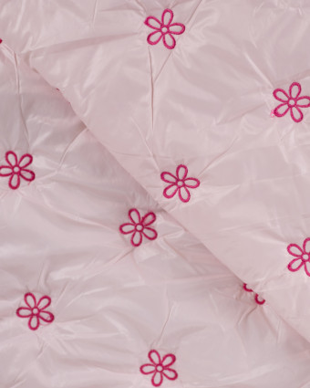 Tissu Matelassé Petites Fleurs Brodées Rose - Mercerine