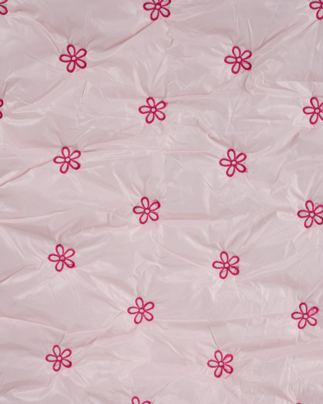 Tissu Matelassé Petites Fleurs Brodées Rose - Mercerine
