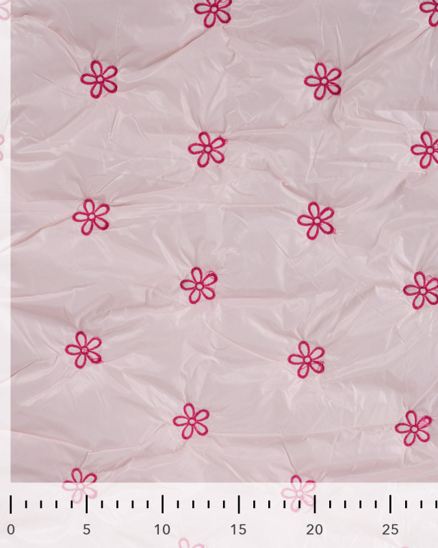 Tissu Matelassé Petites Fleurs Brodées Rose - Mercerine