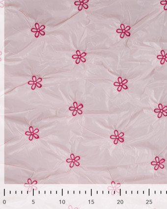 Tissu Matelassé Petites Fleurs Brodées Rose - Mercerine