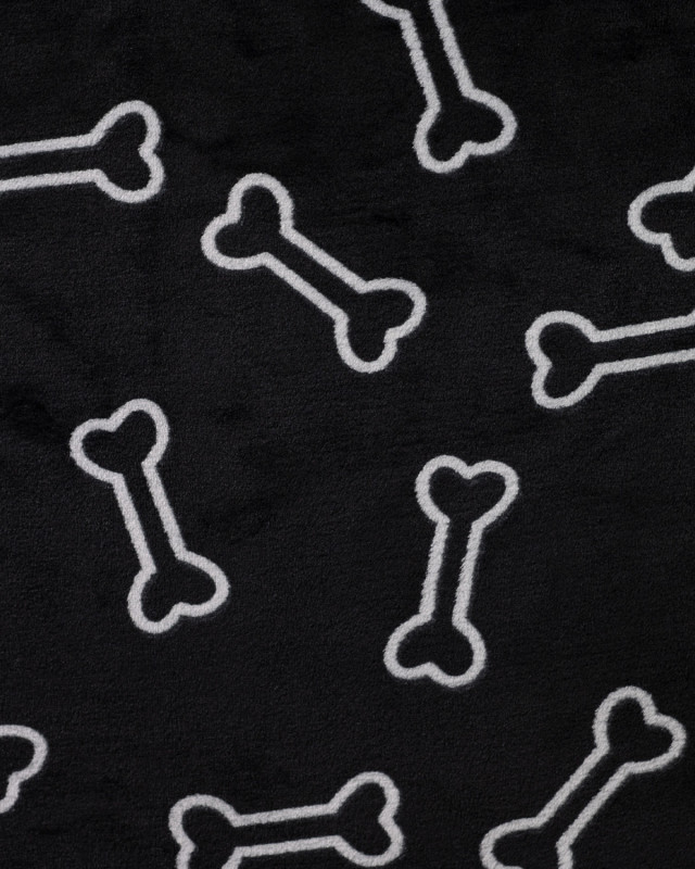 Tissu Polaire Motif Os de Chien Fond Noir - Mercerine