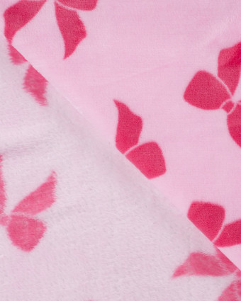 Tissu Polaire Motif Nœud Fond Rose - Mercerine