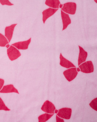 Tissu Polaire Motif Nœud Fond Rose - Mercerine