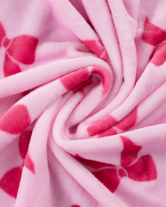Tissu Polaire Motif Nœud Fond Rose - Mercerine