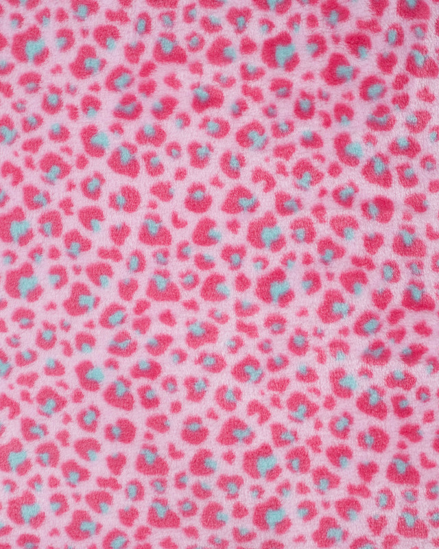 Tissu Polaire Motif Léopard Fond Rose - Mercerine
