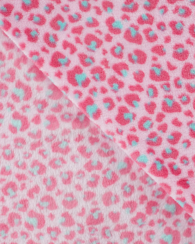 Tissu Polaire Motif Léopard Fond Rose - Mercerine