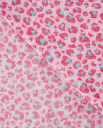 Tissu Polaire Motif Léopard Fond Rose - Mercerine