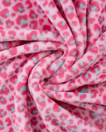 Tissu Polaire Motif Léopard Fond Rose - Mercerine