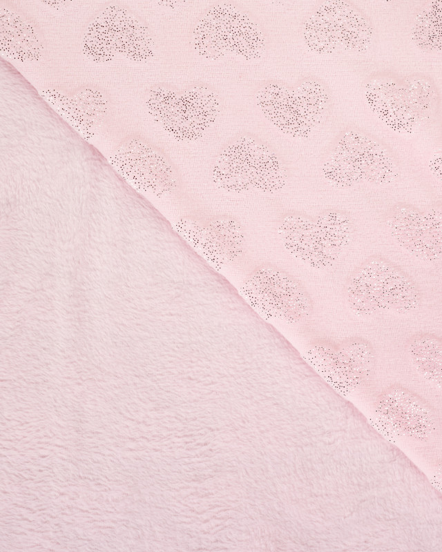 Tissu Polaire Motif Cœur à Paillettes Rose - Mercerine
