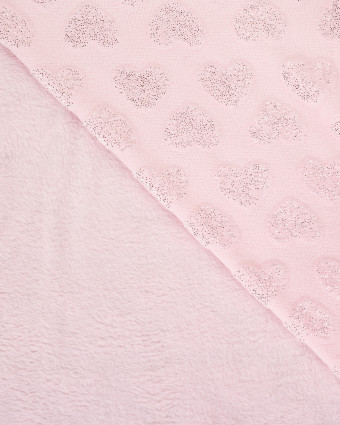 Tissu Polaire Motif Cœur à Paillettes Rose - Mercerine