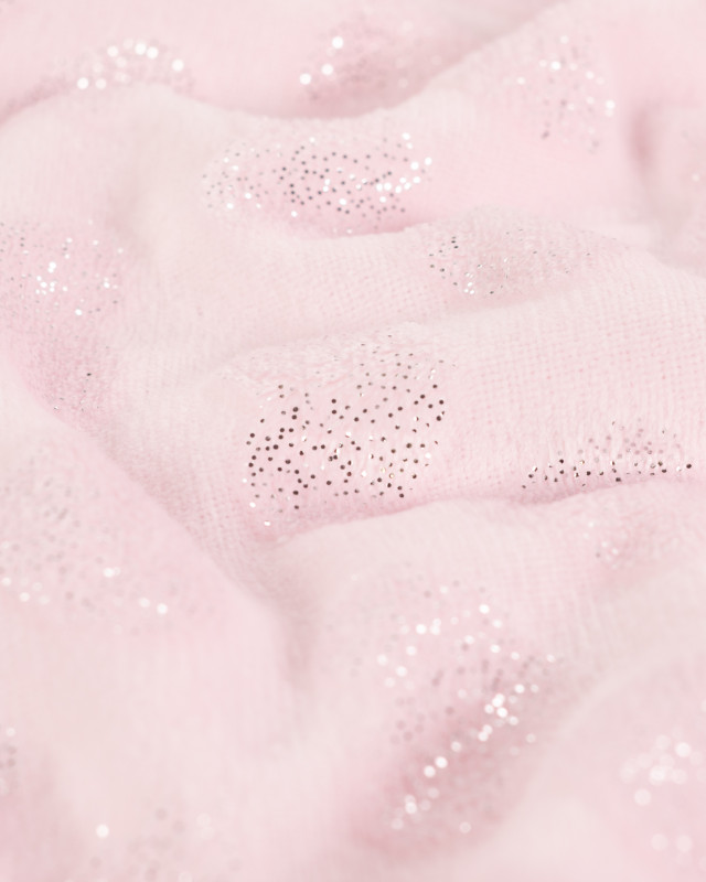 Tissu Polaire Motif Cœur à Paillettes Rose - Mercerine