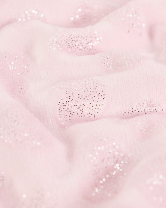 Tissu Polaire Motif Cœur à Paillettes Rose - Mercerine