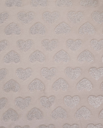 Tissu Polaire Motif Cœur à Pailettes Taupe - Mercerine
