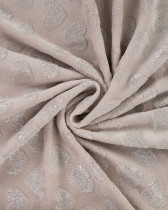 Tissu Polaire Motif Cœur à Pailettes Taupe