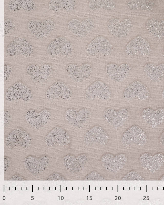 Tissu Polaire Motif Cœur à Pailettes Taupe - Mercerine