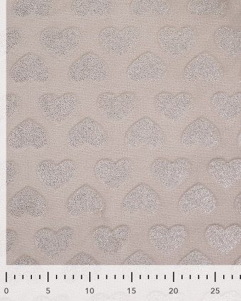 Tissu Polaire Motif Cœur à Pailettes Taupe - Mercerine