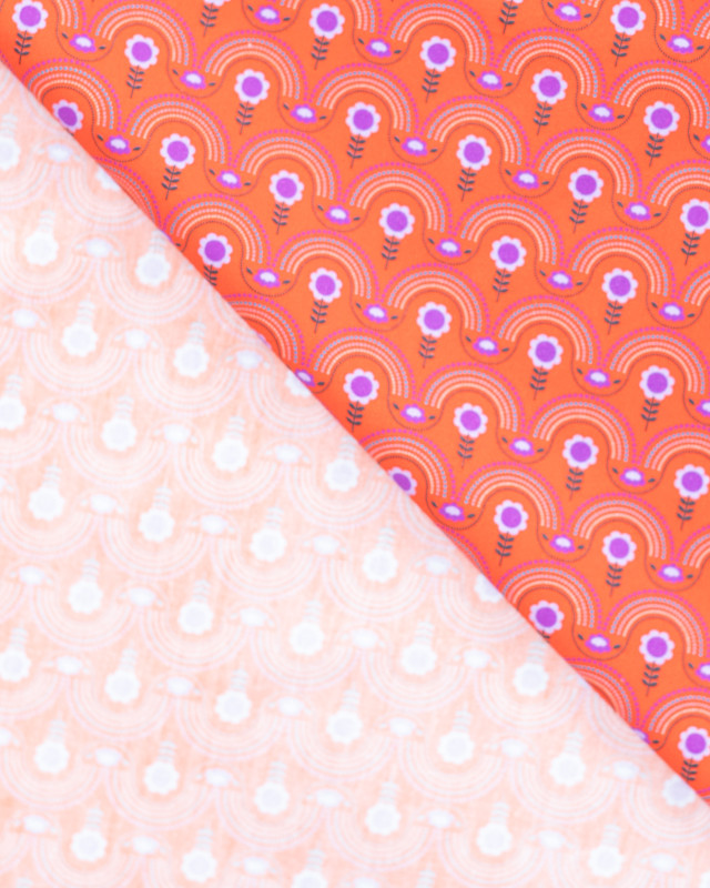 Popeline de Coton Fleurs Graphique Rose - Mercerine